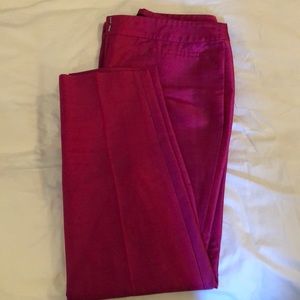 Raw silk hot pink ankle pants from Talbots.